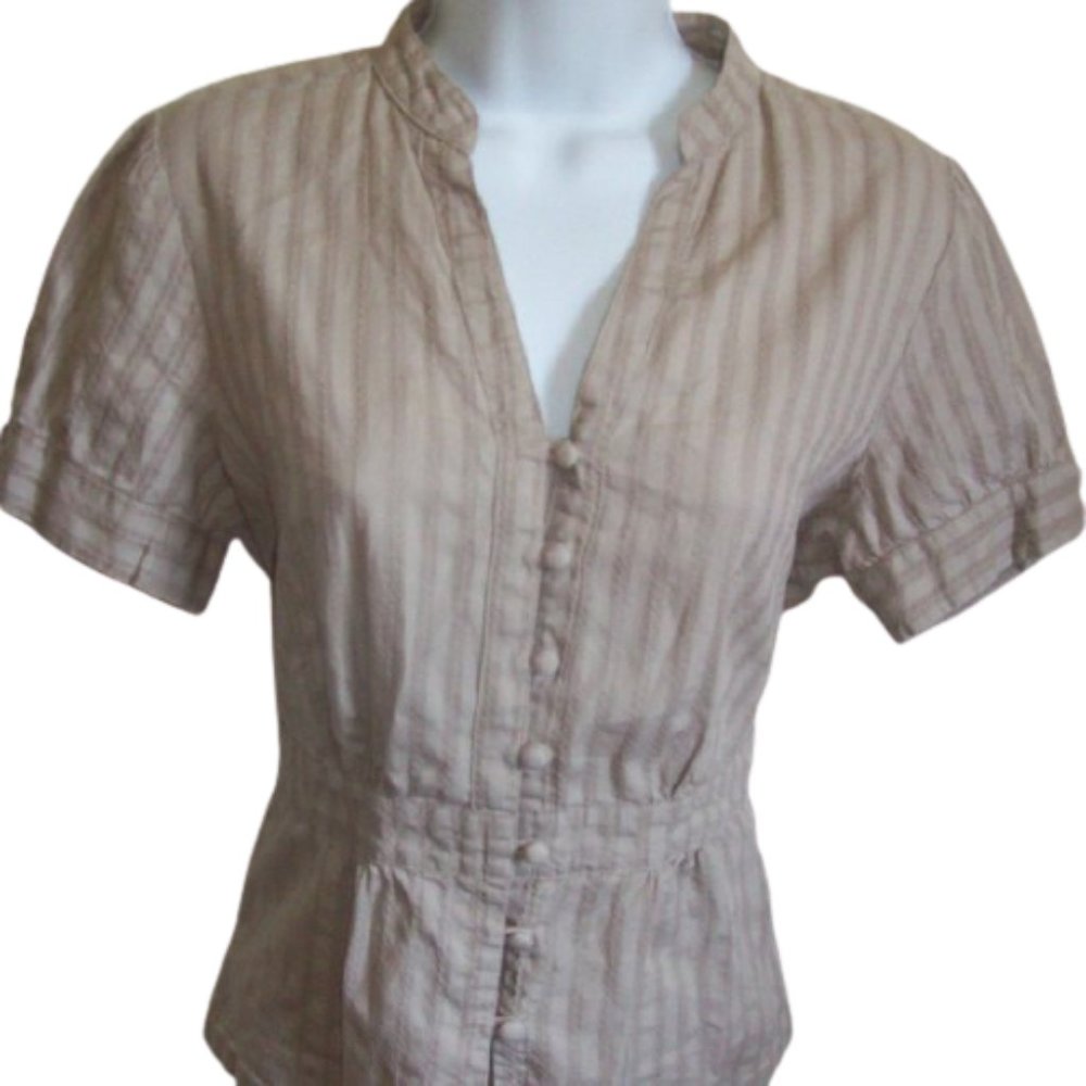 MEXX Short Sleeve Beige Blouse size 8  ---
